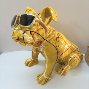 Vibrant yellow polyresin dog figurine-Luxury