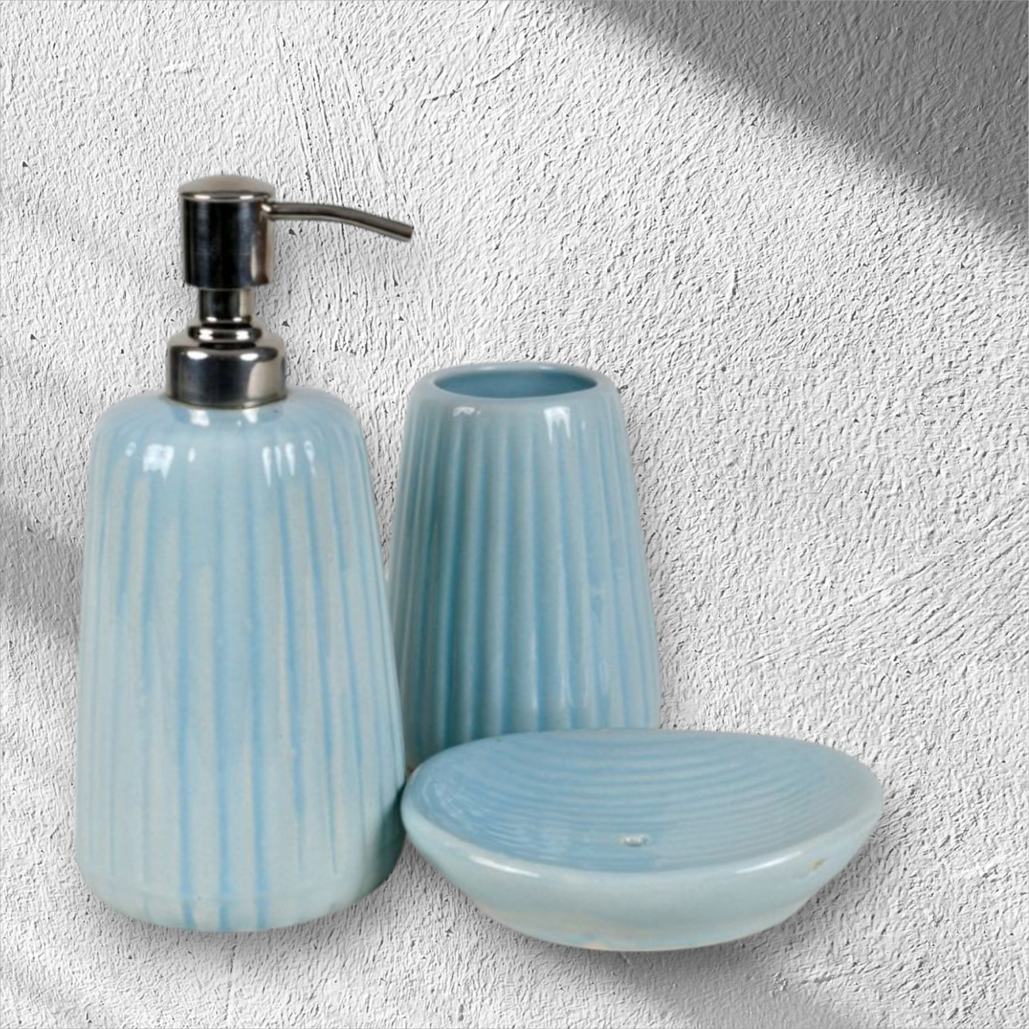 Blue Textured Dispenser Set