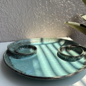 Artisan Double Dip Serving Platter _Turquoise Bronze