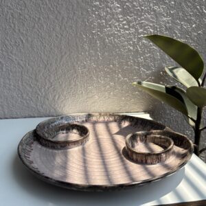 Artisan Double Dip Serving Platter _Coral Peach