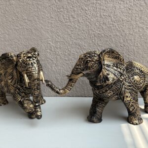 Golden Textured Elephant Duo