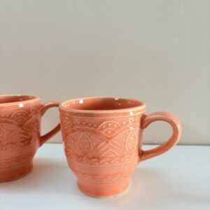 Embossed Mugs-Coral Orange