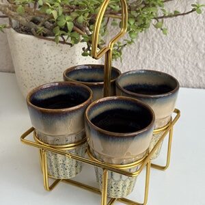 Kulhad Set Caramel (Set of 4 with stand )
