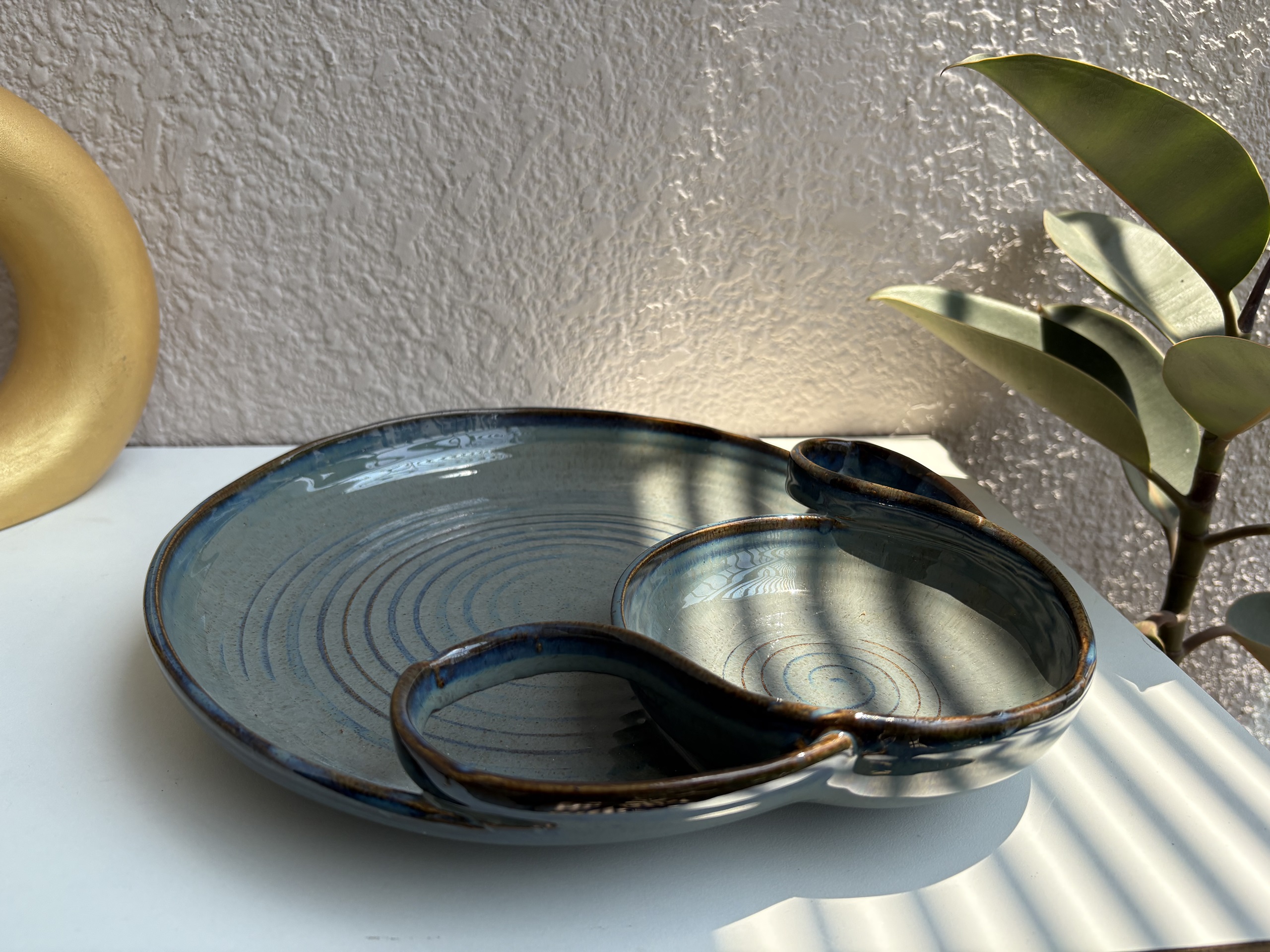 Artisan Dip Serving Platter _Smoky Blue