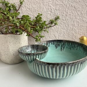 Turquoise blue Chip Dip bowl Small